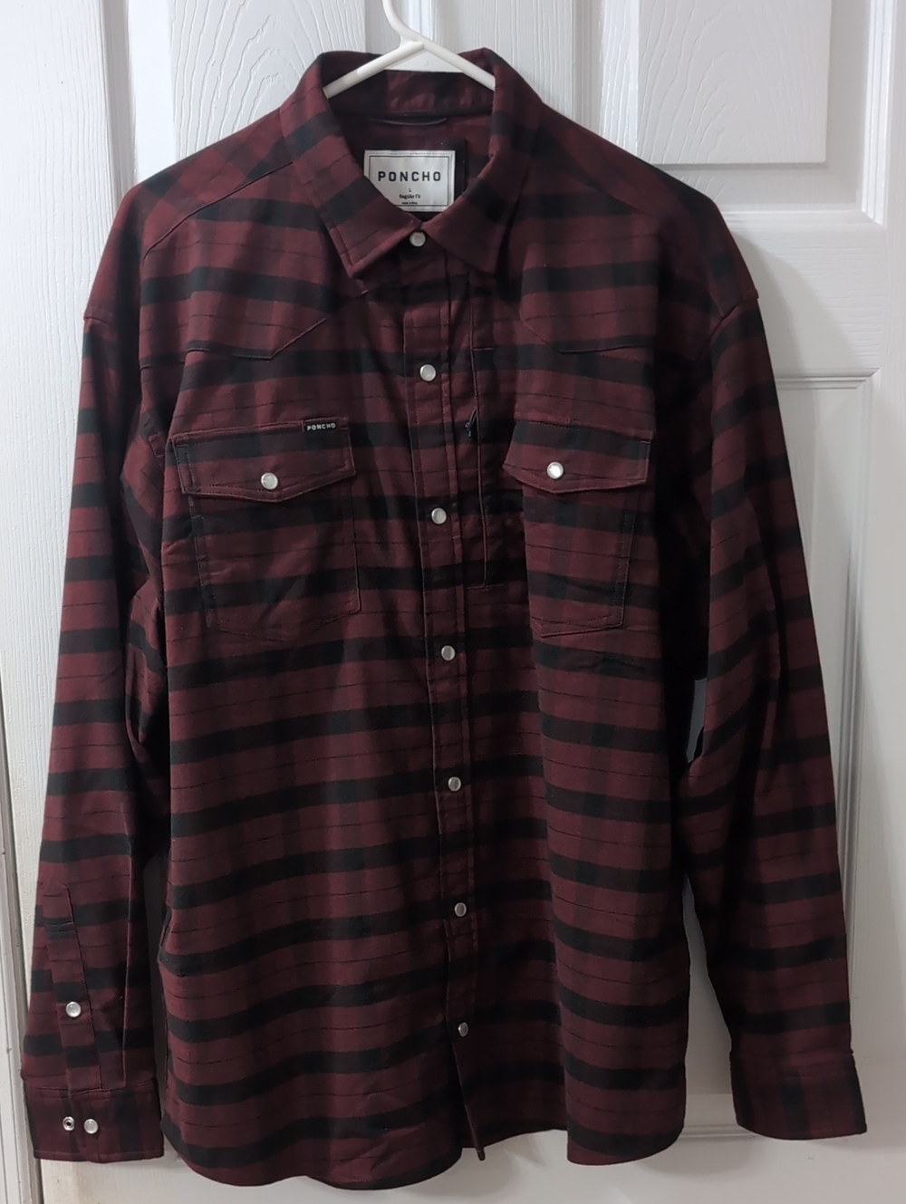 Poncho Large Regular Red/Black Plaid